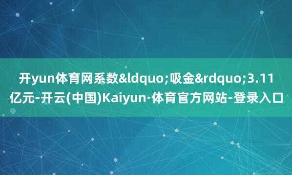 开yun体育网系数&ldquo;吸金&rdquo;3.11亿元-开云(中国)Kaiyun·体育官方网站-登录入口